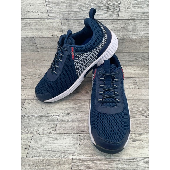 OrthoFeet Mens Wide Walking Athletic Shoe Sneaker Comfort Navy Blue - Picture 1 of 13